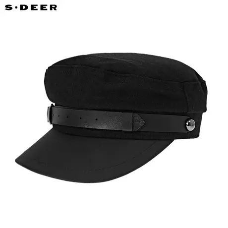 sdeer圣迪奥2020冬季女装英伦复古纯黑贝雷帽S20483633图片