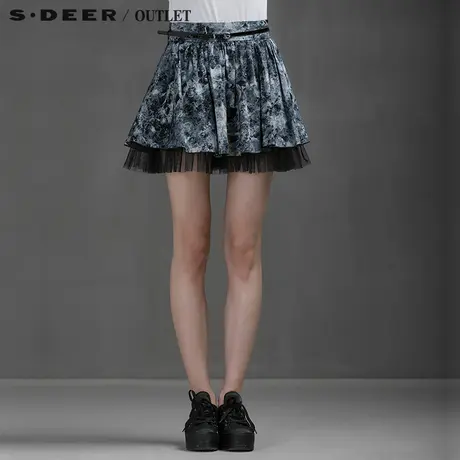 【活动】sdeer圣迪奥女装夏装斑驳图案层次拼接短裙S15281334图片