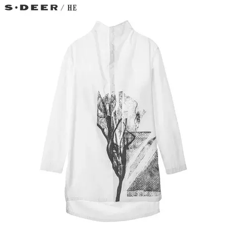S.Deer/He圣迪奥前卫抽象印花图案背后创意造型设计上衣H16170542图片