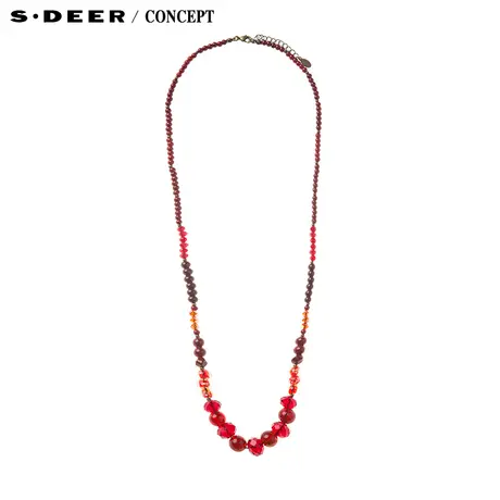 sdeer圣迪奥2018春季秋鲜艳红不同串珠装饰项链S16384369图片