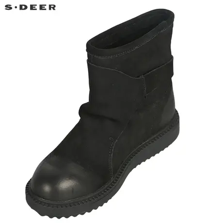 sdeer圣迪奥女鞋休闲帅气感牛皮短靴S14383946图片