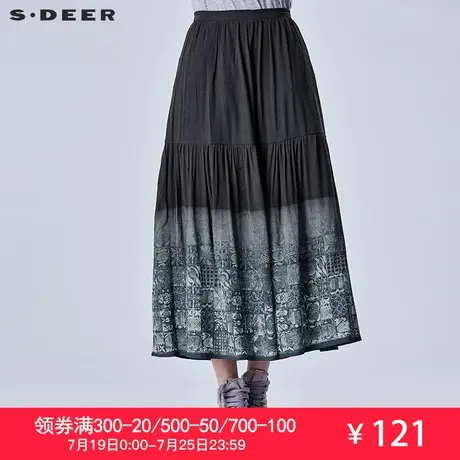 sdeer圣迪奥女装民族年代感印花半身裙S16281185商品大图