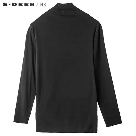 sdeerhe圣迪奥休闲简约高领设计纯黑色调长袖针织衫H16370220图片
