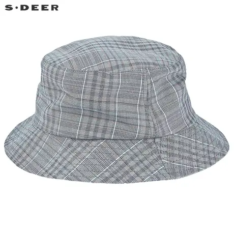 sdeer圣迪奥女时尚简约格纹纯棉渔夫帽S18483693商品大图