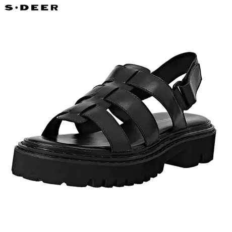 sdeer圣迪奥简约黑色罗马鞋凉鞋S20283973图片