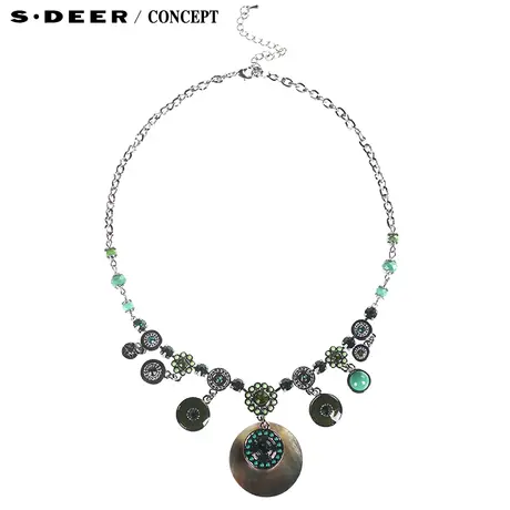 【新品】sdeer'圣迪奥专柜正品女装自然幽绿闪钻项链S15284307图片
