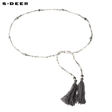 sdeer圣迪奥女装夏装时尚切割优雅流苏装饰串珠腰链S16284360图片