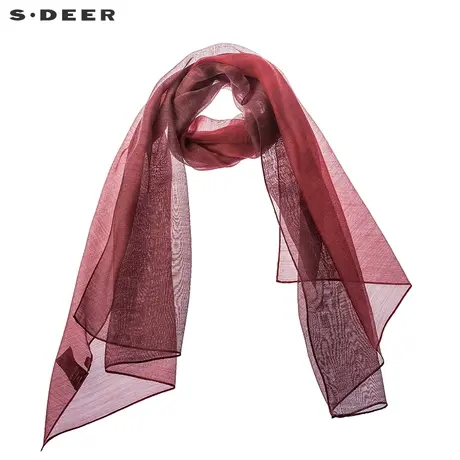 sdeer圣迪奥简约风格抢眼红色优雅时尚围巾S18483784商品大图