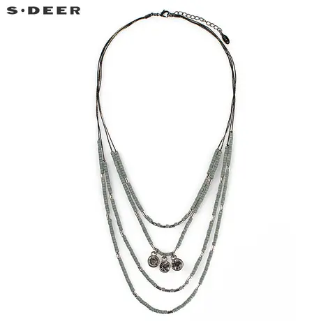 【新品】sdeer圣迪奥女装多层次翠绿色泽串珠装饰项链S17284372图片