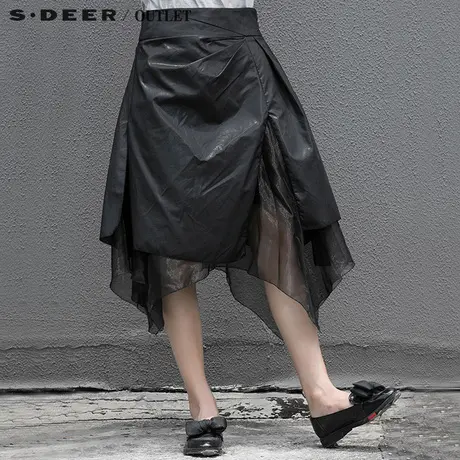 sdeer圣迪奥蓬松飘逸欧根纱拼接半身长裙S15281129商品大图