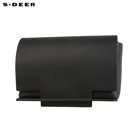sdeer圣迪奥女装夏装简约设计磁扣黑色牛皮单肩包挎包S16283827商品大图