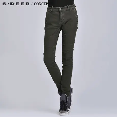 sdeer圣迪奥2018秋女装设计感解构分割暗条纹长裤S16380890商品大图