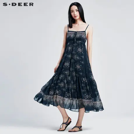 s.deer【新品】圣迪奥女装民族年代感印花吊带裙S16281226商品大图