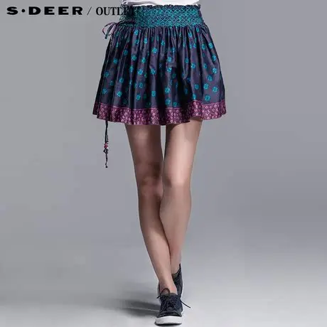 sdeer圣迪奥女民族风纯棉印花半身裙S13281325商品大图