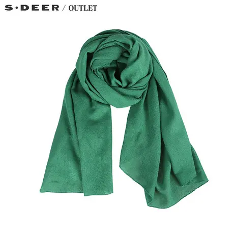 【新品】sdeer圣迪奥专柜正品女装简约绿色长款围巾S14383771图片