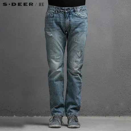 sdeerhe圣迪奥男装时尚舒适先锋设计复古经典牛仔长裤H15270854图片