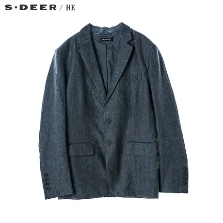 sdeerhe圣迪奥男蓝调平驳领型对称挖袋装饰后衩设计外套H16372221图片