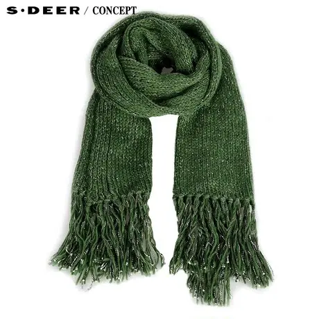 【新品】sdeer圣迪奥 专柜正品女冬苔绿色大针织围巾S14483784图片