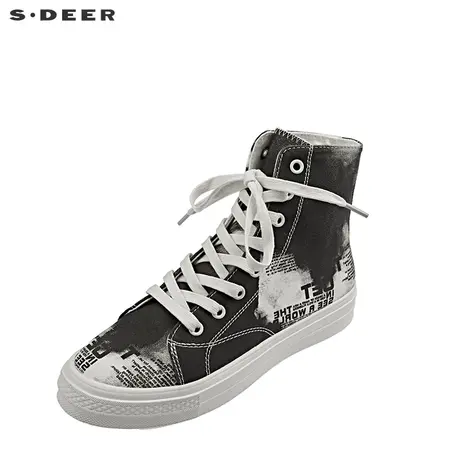 sdeer圣迪奥个性时尚字母涂鸦高帮板鞋S19383937商品大图