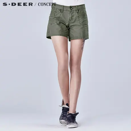 sdeer圣迪奥女装夏装自然纯色休闲短裤S16280944商品大图
