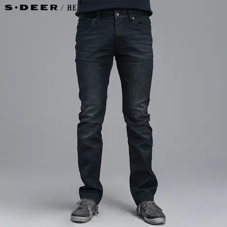S.Deer/He【惠】圣迪奥休闲直筒深色男士牛仔长裤H14470899图片