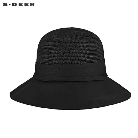 sdeer圣迪奥女装夏装休闲简约时尚拼接黑色遮阳帽S21283605图片