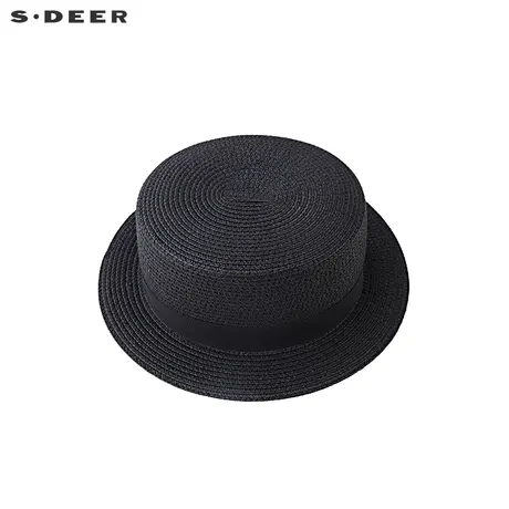 sdeer圣迪奥时尚休闲创意拼接纯黑礼帽S19183695图片