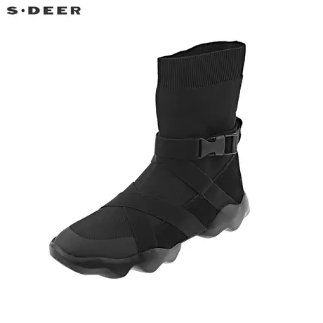 sdeer圣迪奥个性时尚绑带元素创意拼接高帮运动鞋S19383923图片