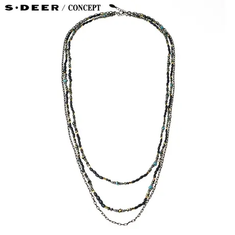 sdeer圣迪奥女装2018夏装多材质层次木珠玻璃珠装饰项链S16384381图片