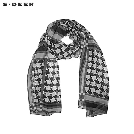 sdeer圣迪奥时尚撞色格纹蚕丝围巾S19483732图片