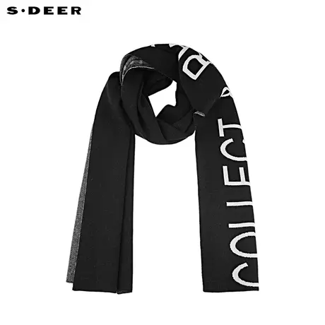 sdeer圣迪奥女时尚个性撞色字母纯黑围巾S19383754图片
