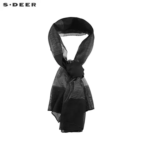 sdeer圣迪奥女装夏装时尚撞色拼接黑色围巾S21283708图片