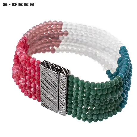 【新品】sdeer圣迪奥女装多色色块切割串珠宽幅手链S17284387图片