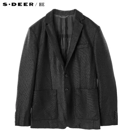 S.Deer/He圣迪奥新潮肌理质感平驳领型对称贴袋装饰外套H16372226图片
