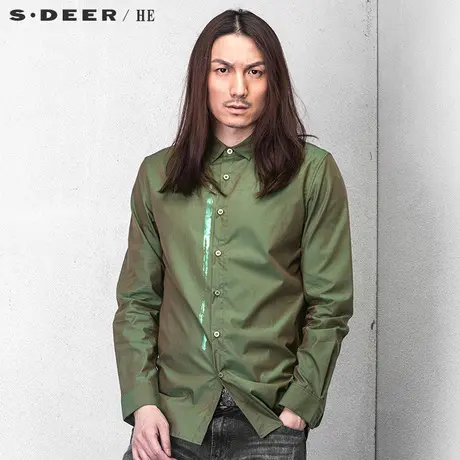 sdeerhe圣迪奥时尚现代金属偏色长袖衬衫H15170598图片