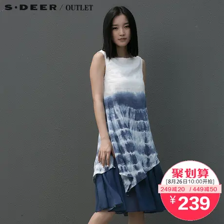 sdeer圣迪奥女装抽象意境拼接连衣裙S15261212商品大图