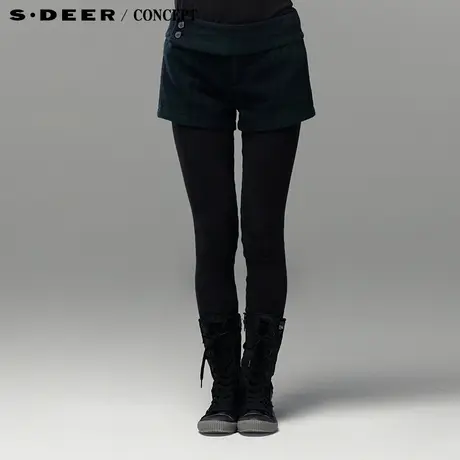 sdeer圣迪奥女装简约时尚含羊毛短裤S13480921图片